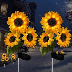 solar sunflower garden lights waterproof outdoor decor