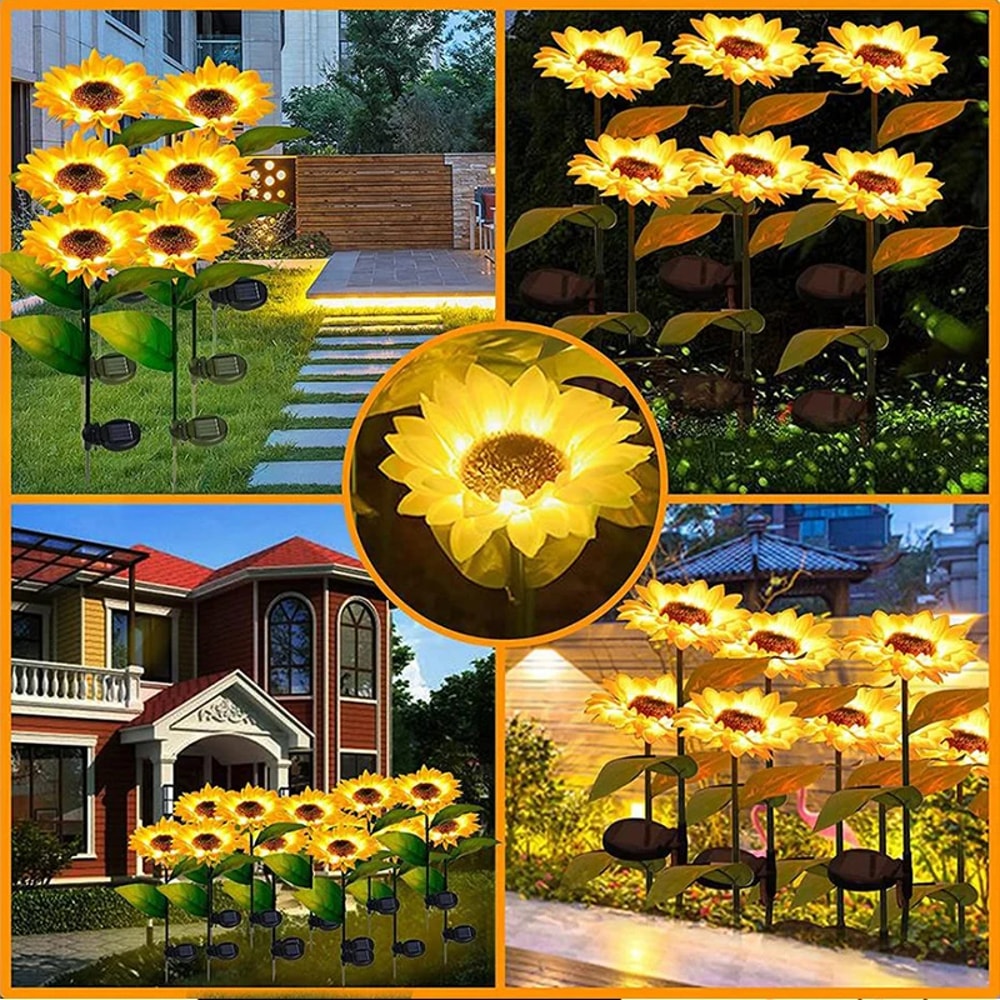 Solar Sunflower Garden Lights Waterproof Outdoor Decor