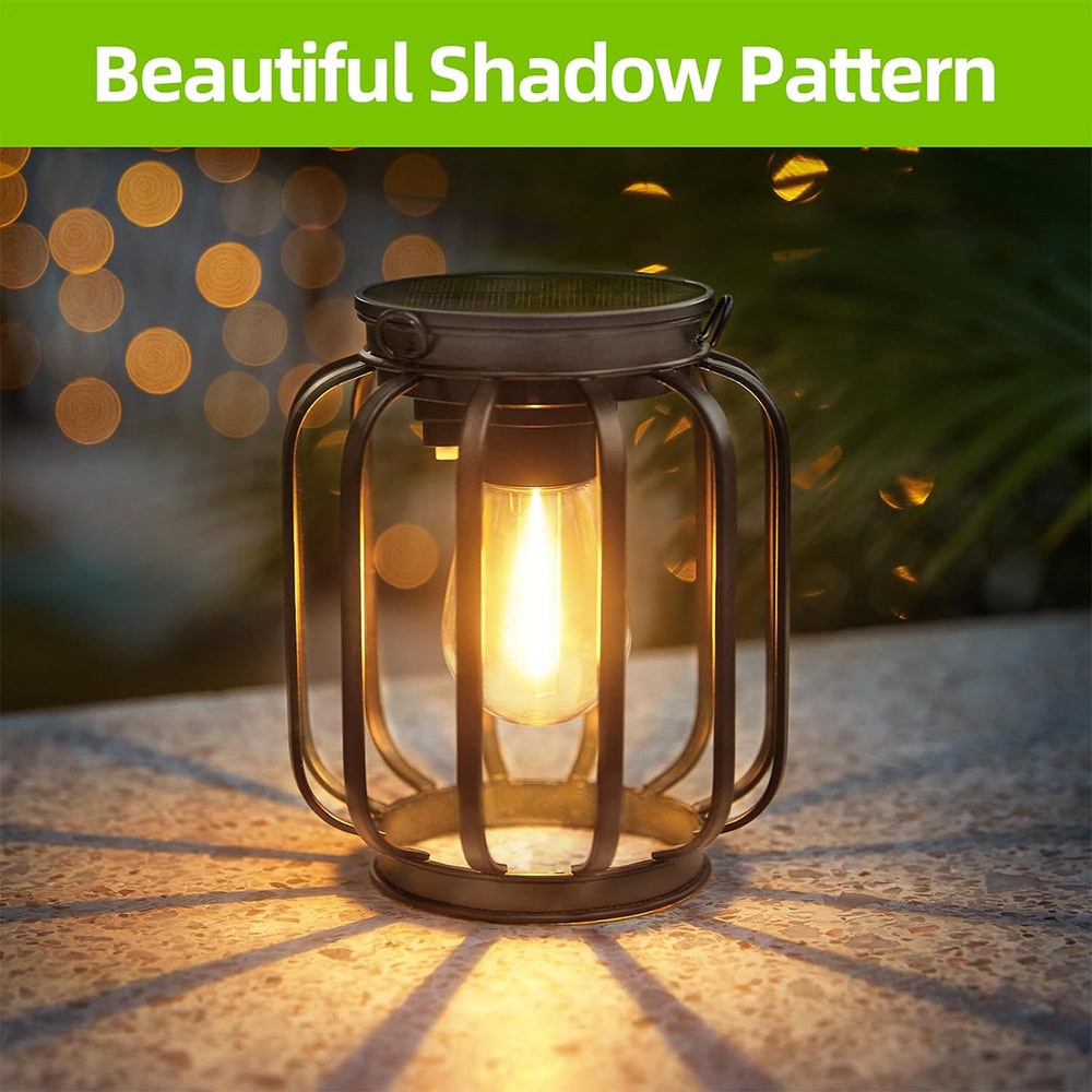 Solar Garden Lantern With Warm LED Glow Waterproof Outdoor Hanging Light 5