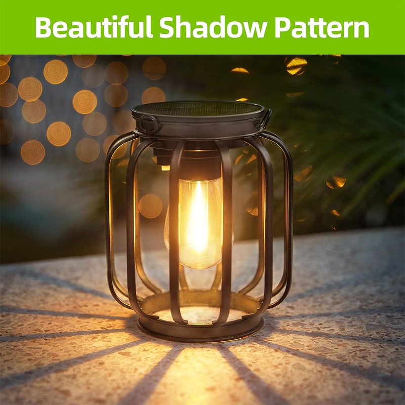 Solar Garden Lantern With Warm LED Glow Waterproof Outdoor Hanging Light 5