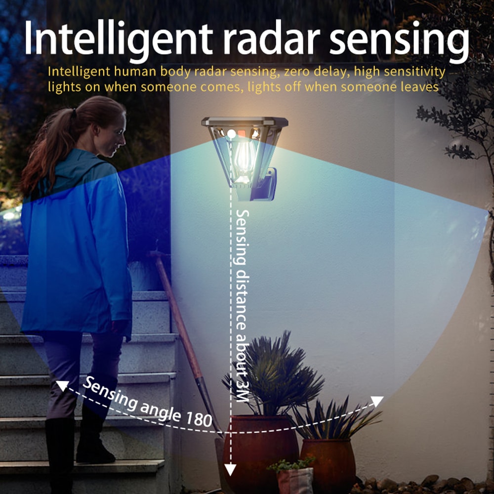 Solar LED Outdoor Wall Floor Lamp Waterproof Garden Light 2