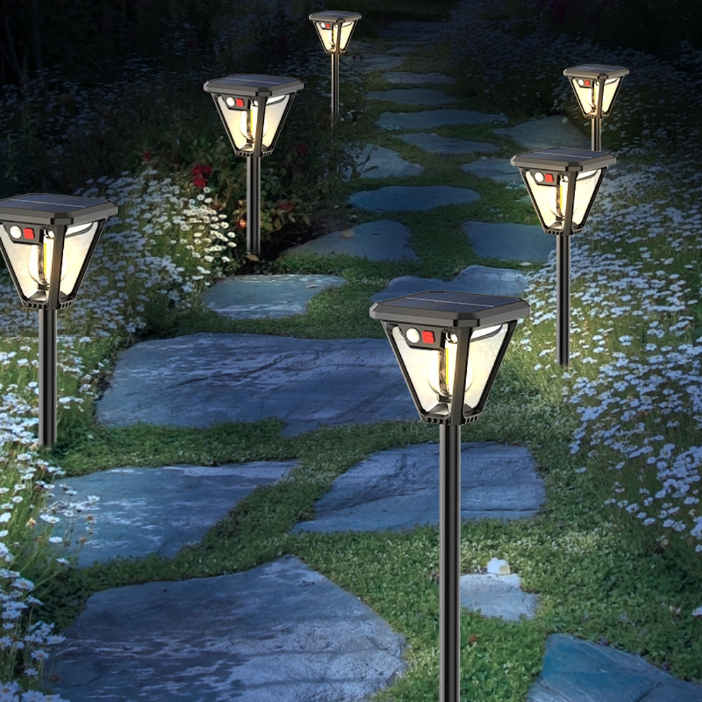 Solar LED Outdoor Wall Floor Lamp Waterproof Garden Light 3