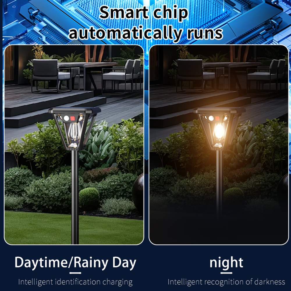 Solar LED Outdoor Wall Floor Lamp Waterproof Garden Light 4