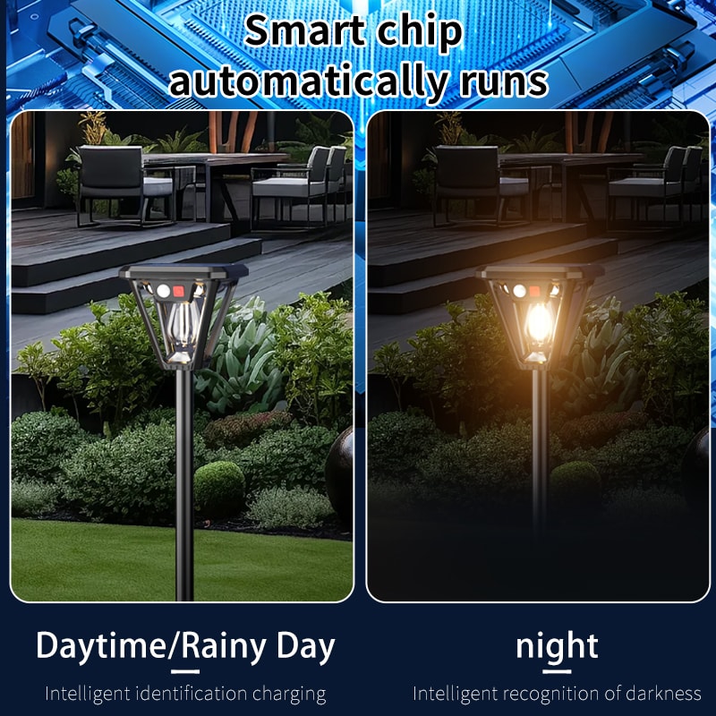 Solar LED Outdoor Wall Floor Lamp Waterproof Garden Light 4