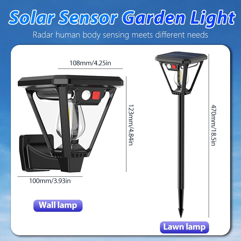 Solar LED Outdoor Wall Floor Lamp Waterproof Garden Light 5