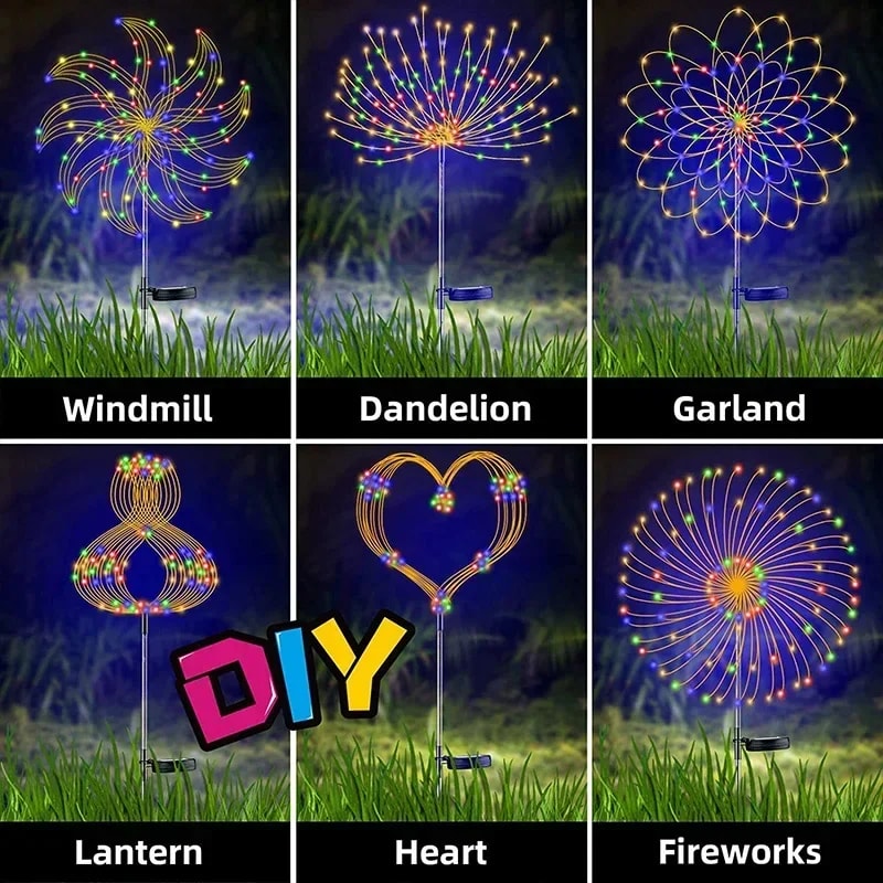 Solar Firework Fairy Lights Outdoor Garden Pathway LED Decor