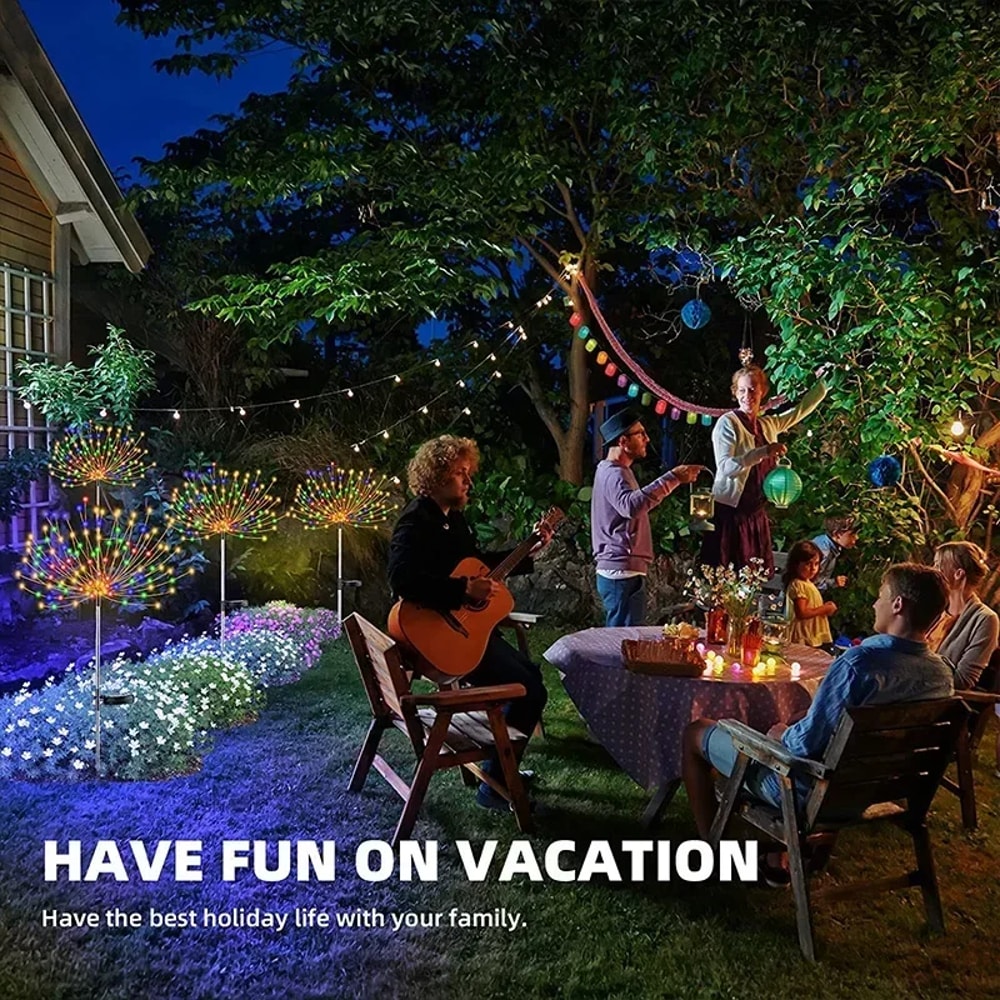 Solar Firework Fairy Lights Outdoor Garden Pathway LED Decor
