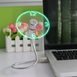 mini usb fan with clock display flexible led usb fan for desk cooling and time display