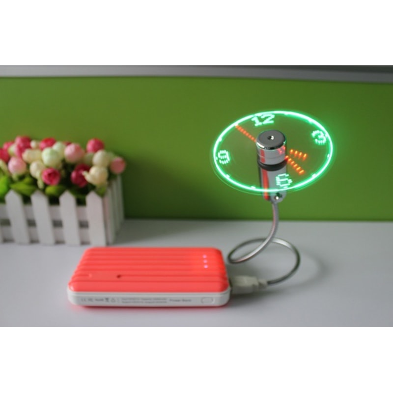 Mini USB Fan with Clock Display Flexible LED USB Fan for Desk Cooling and Time Display