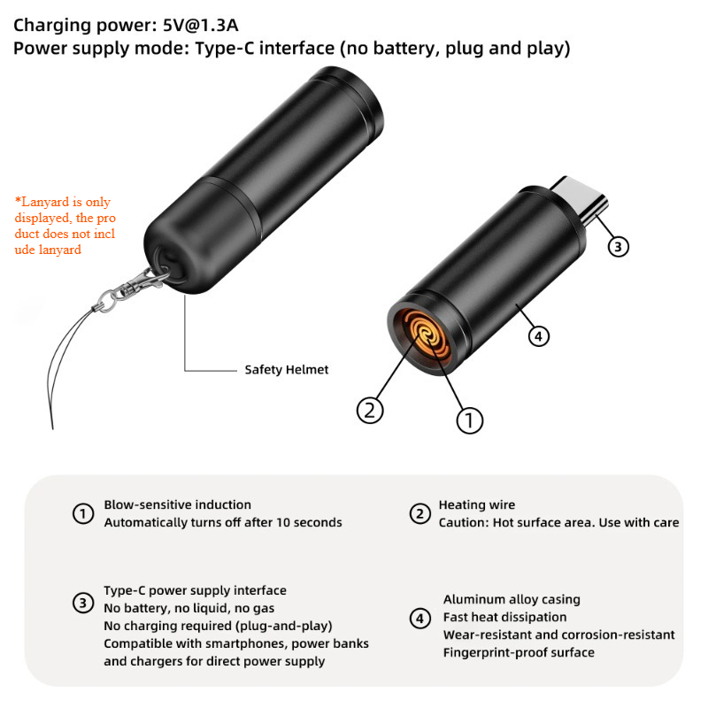 USB Rechargeable Windproof Electric Lighter With Blow Sensor For Outdoor Camping 7
