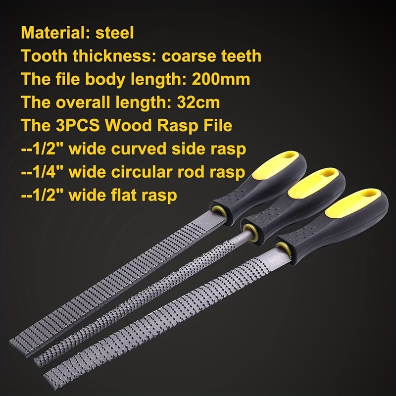 High Precision Woodworking Rasp File Set Carbon Steel Flat Round Half Round Files
