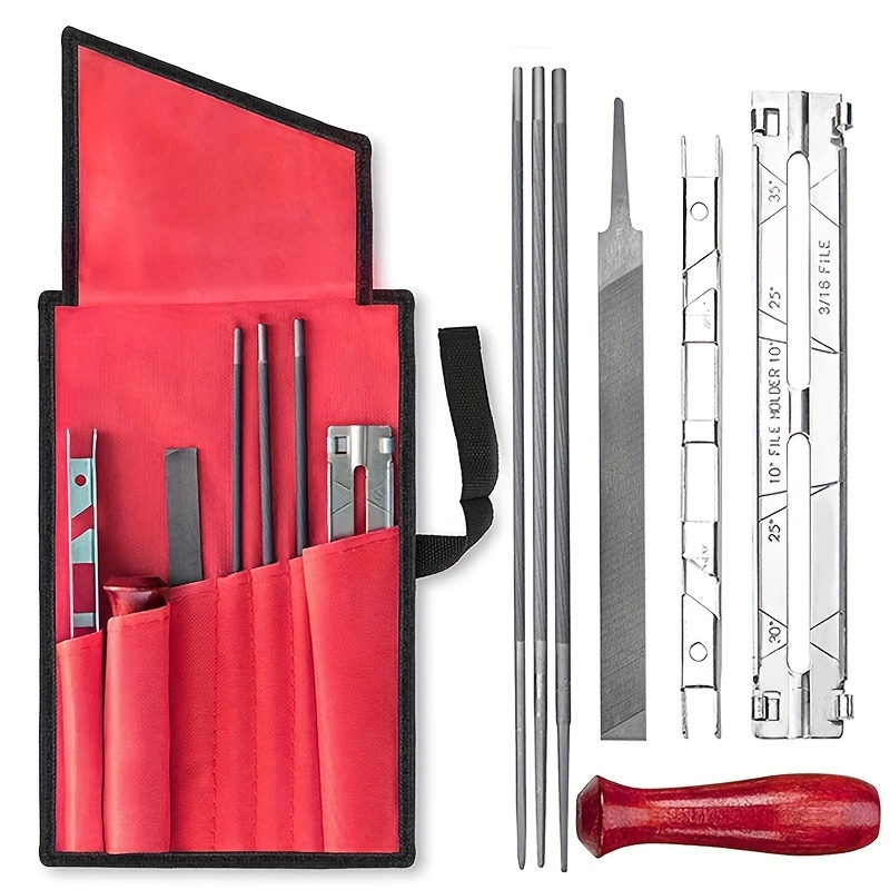 Professional Chainsaw Sharpening Kit Piece Portable File Set with Guide & Handle