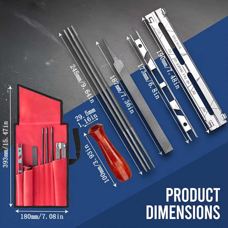 Professional Chainsaw Sharpening Kit Piece Portable File Set with Guide & Handle