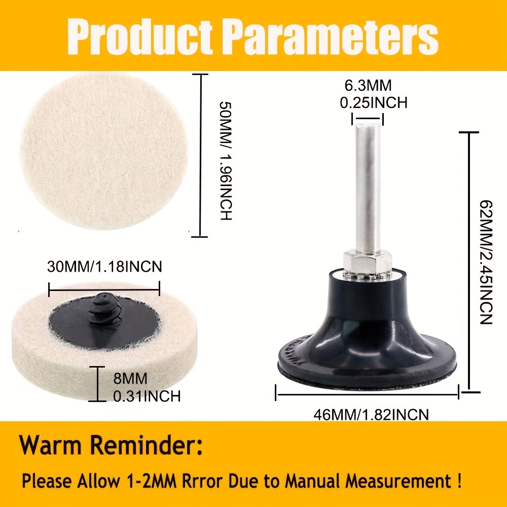 Inch Wool Felt Polishing Pads Roll Lock Glass Buffing Wheel Set