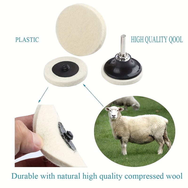 Inch Wool Felt Polishing Pads Roll Lock Glass Buffing Wheel Set