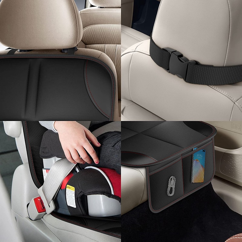 Universal Car Seat Protector for Kids with Kick Mat Waterproof Back Seat Cover