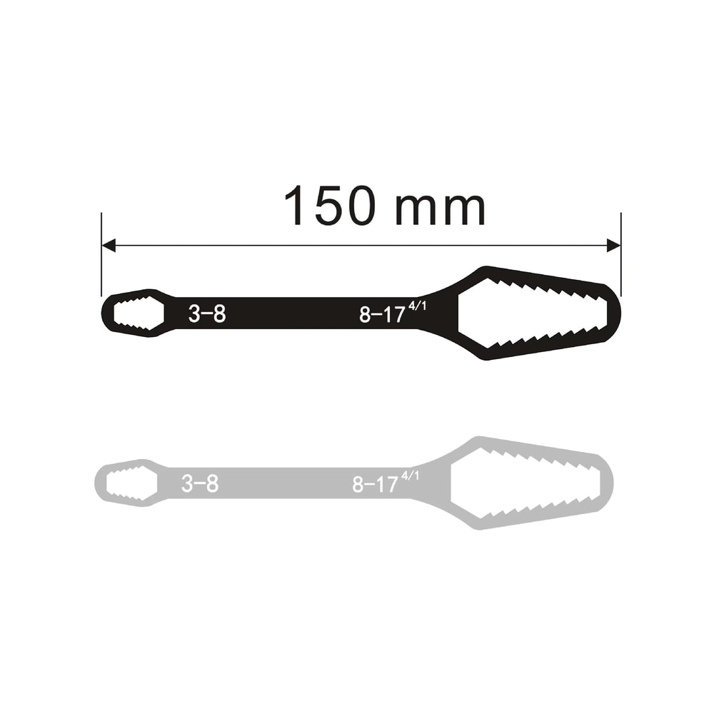 Universal Adjustable Grip Wrench Self Tightening Multi Size Spanner Tool