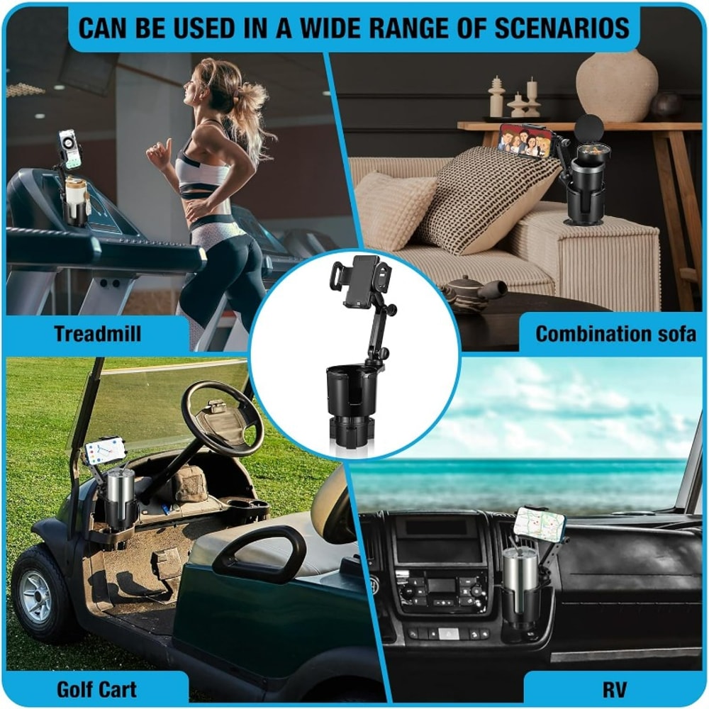 Cup Holder Phone Mount for Car Rotating Long Arm Adjustable Smartphone Holder