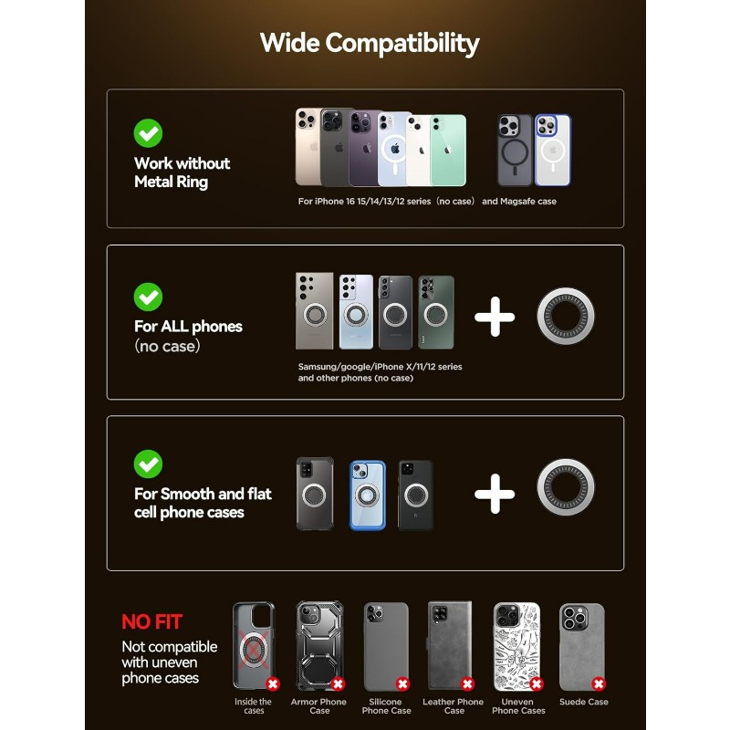 Magnetic Car Phone Holder Metal Mount for iPhone Dashboard Air Vent