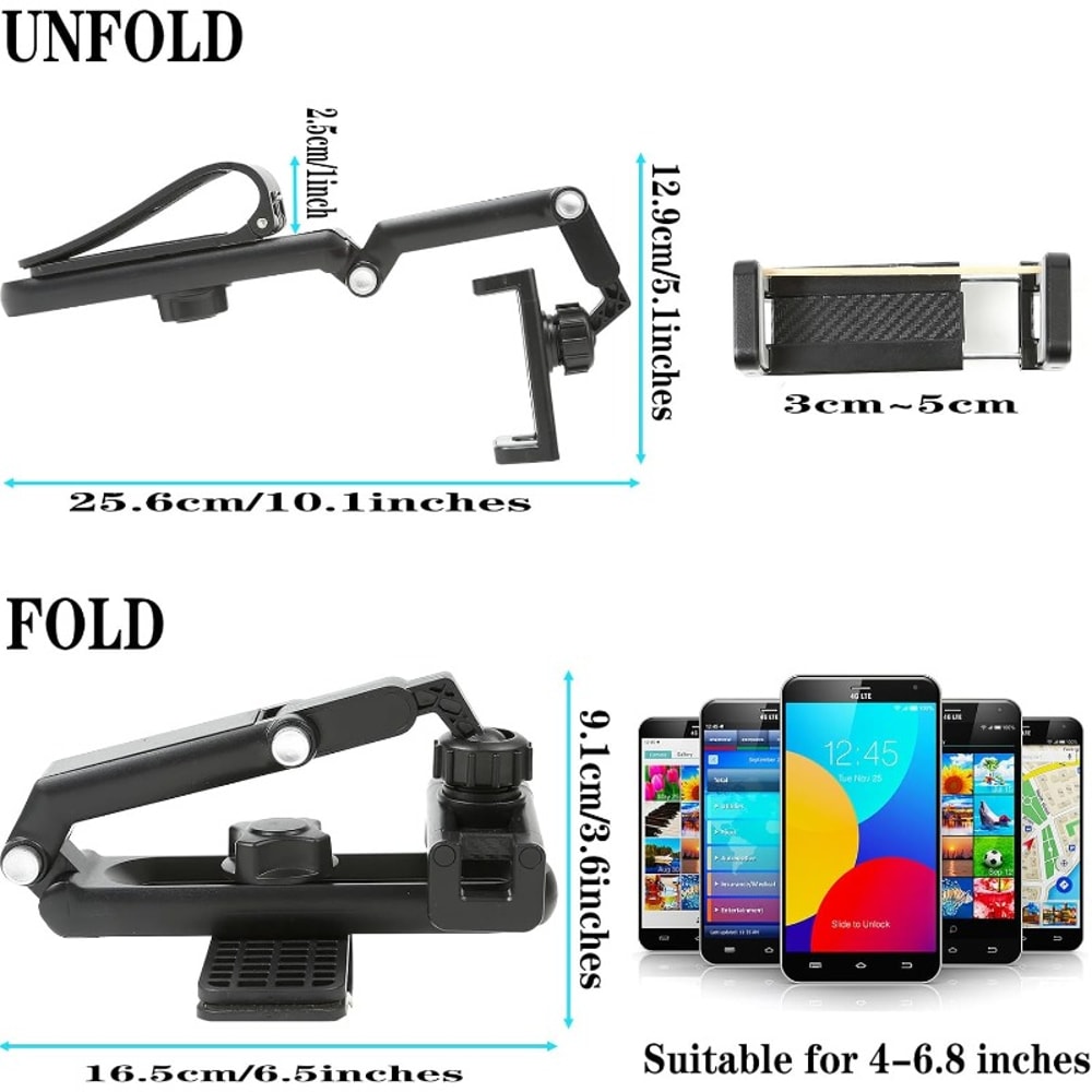 Rotatable Car Sun Visor Phone Holder Foldable Clip Mount for Safe Driving