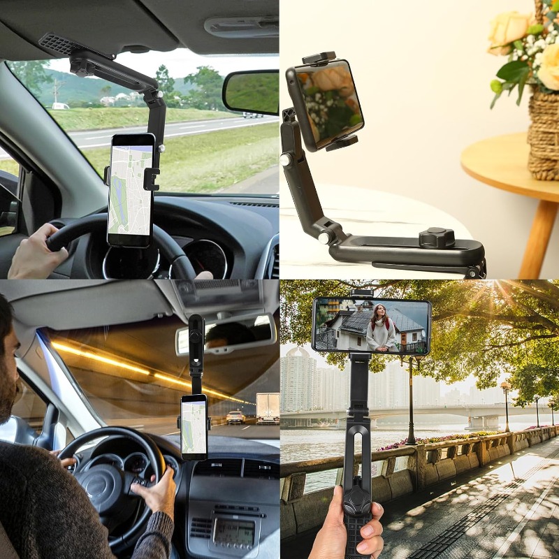 Rotatable Car Sun Visor Phone Holder Foldable Clip Mount for Safe Driving