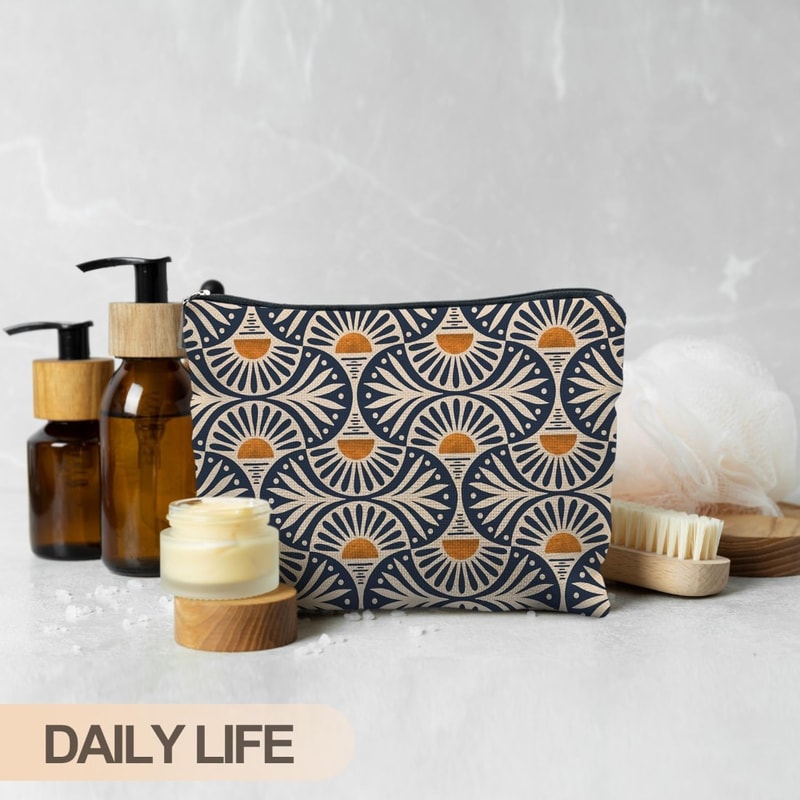 Boho Makeup Bag Aesthetic Cosmetic Pouch Travel Toiletry Organizer for Women