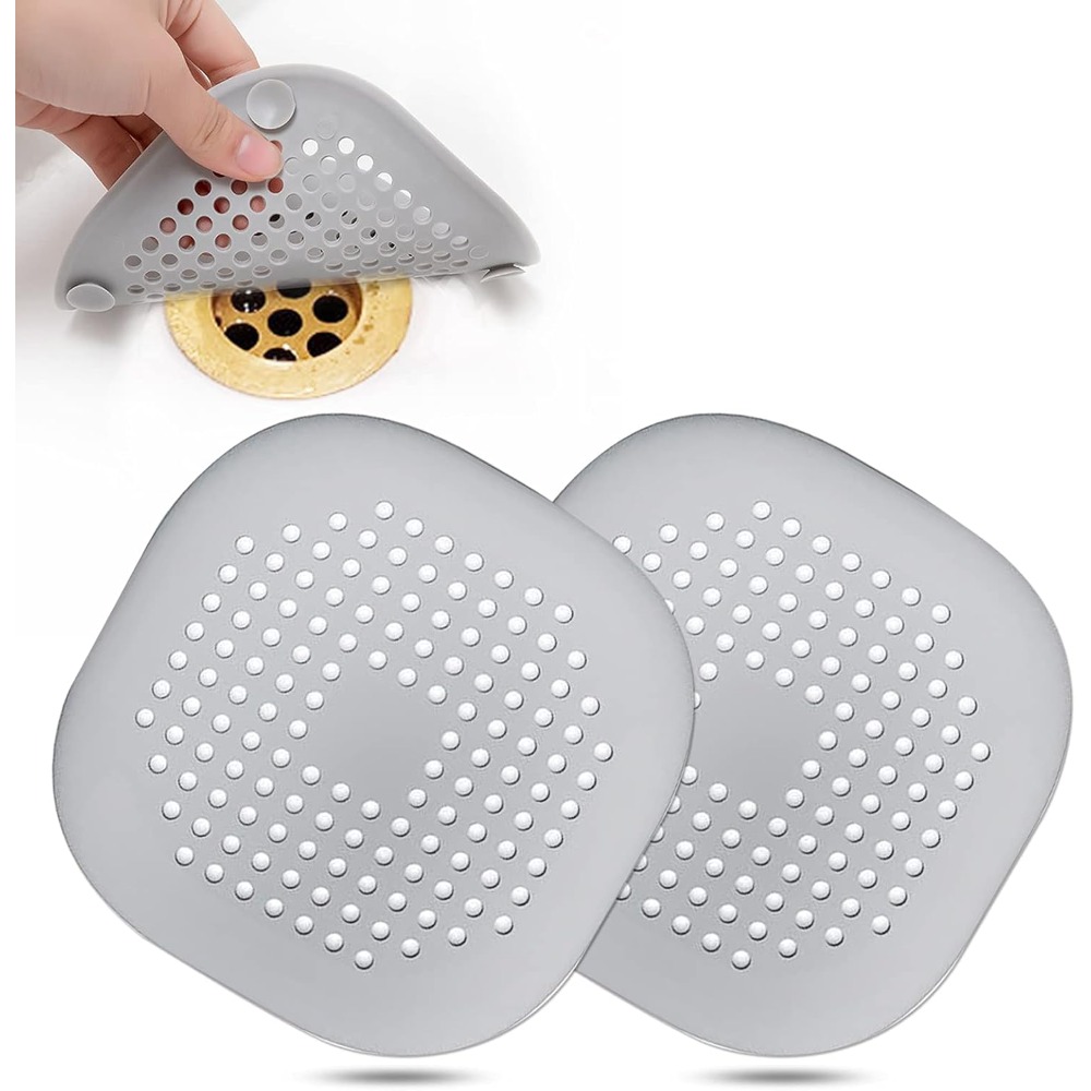 Pack Silicone Hair Drain Catcher Shower Drain Cover with Strong Suction for Bathroom Kitchen