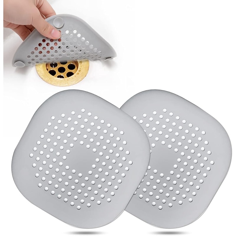 Pack Silicone Hair Drain Catcher Shower Drain Cover with Strong Suction for Bathroom Kitchen