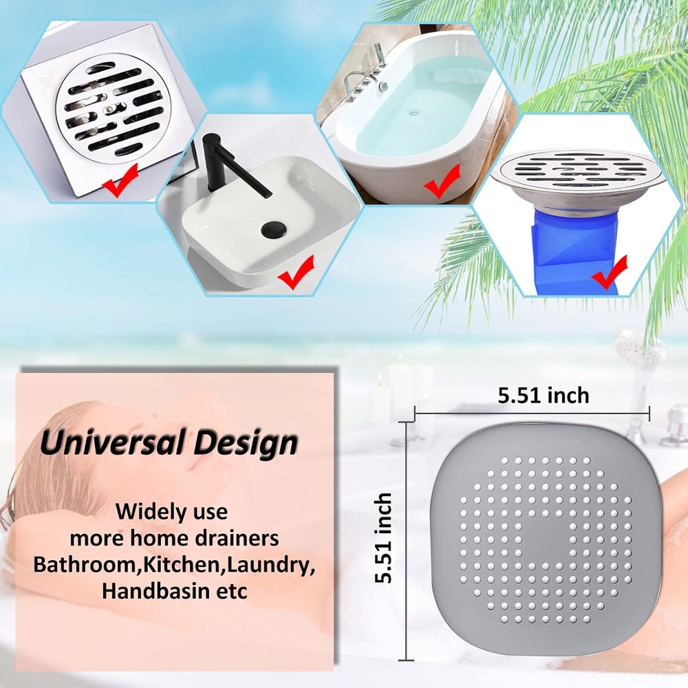 Pack Silicone Hair Drain Catcher Shower Drain Cover with Strong Suction for Bathroom Kitchen