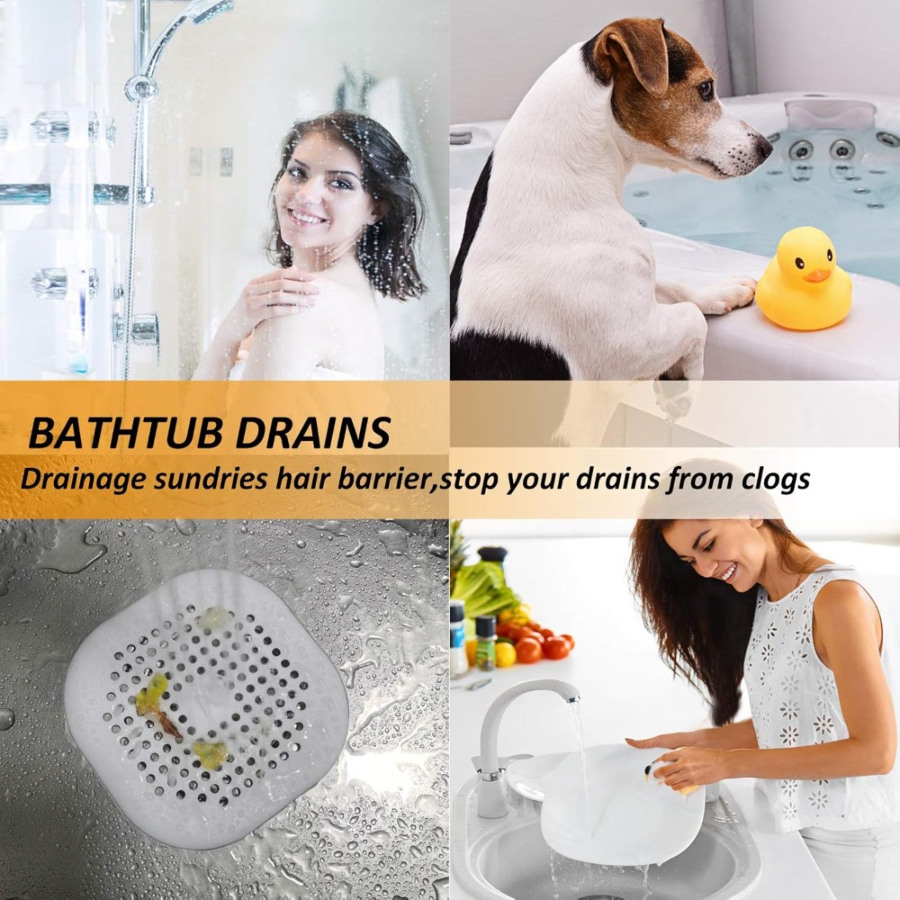 Pack Silicone Hair Drain Catcher Shower Drain Cover with Strong Suction for Bathroom Kitchen