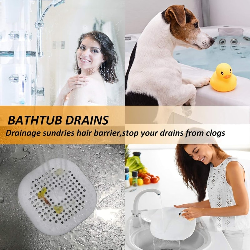 Pack Silicone Hair Drain Catcher Shower Drain Cover with Strong Suction for Bathroom Kitchen