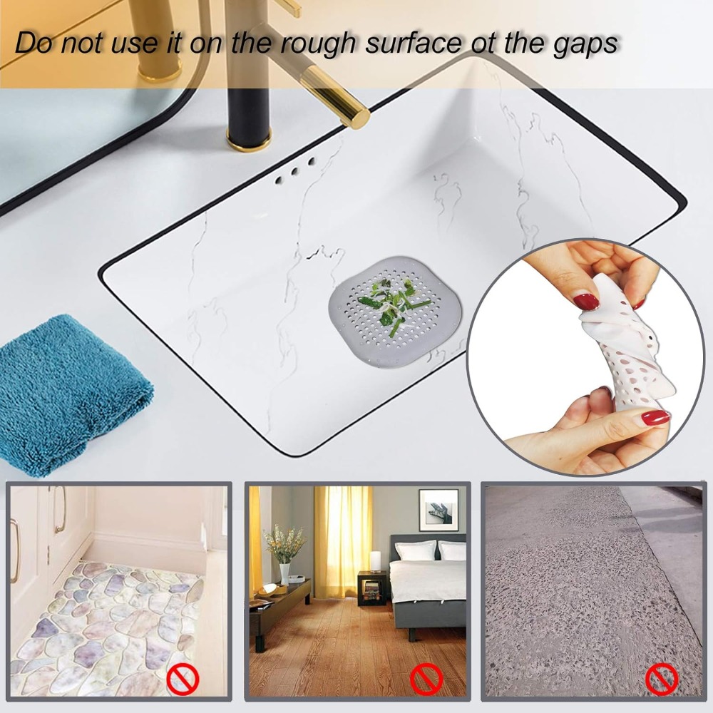 Pack Silicone Hair Drain Catcher Shower Drain Cover with Strong Suction for Bathroom Kitchen