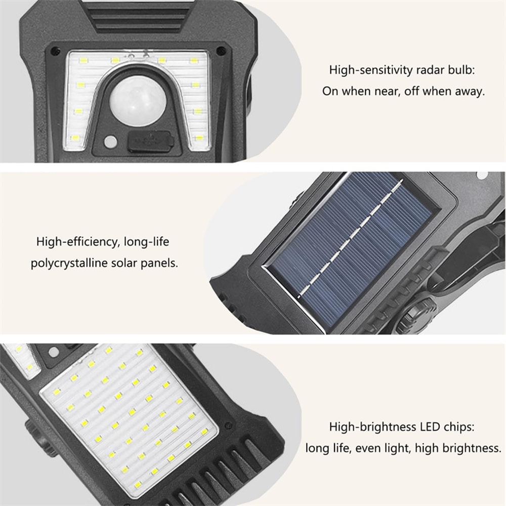 Solar Motion Sensor Clip On Lights Waterproof Outdoor Security LED