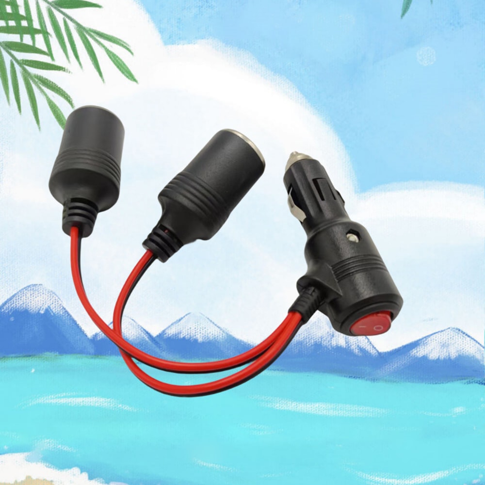 Dual Socket Car Power Splitter Adapter with Switch for GPS Phone Charger Dash Cam
