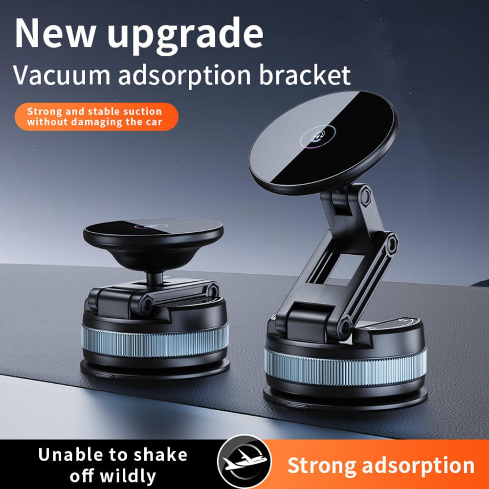 Magnetic Car Phone Mount with Vacuum Suction Foldable Extendable Holder for Dashboard & Windshield