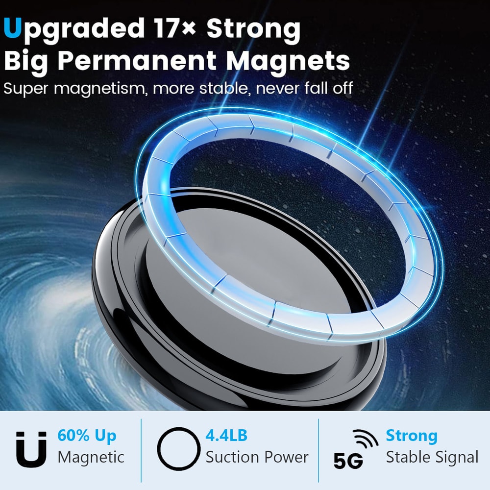 Magnetic Car Phone Mount with Vacuum Suction Foldable Extendable Holder for Dashboard & Windshield