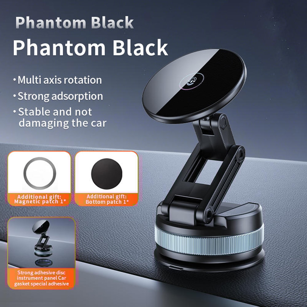 Magnetic Car Phone Mount with Vacuum Suction Foldable Extendable Holder for Dashboard & Windshield
