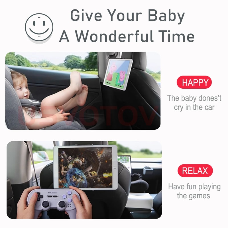 Tesla Back Seat Phone Holder Rotating Tablet Mount with Hooks for Model
