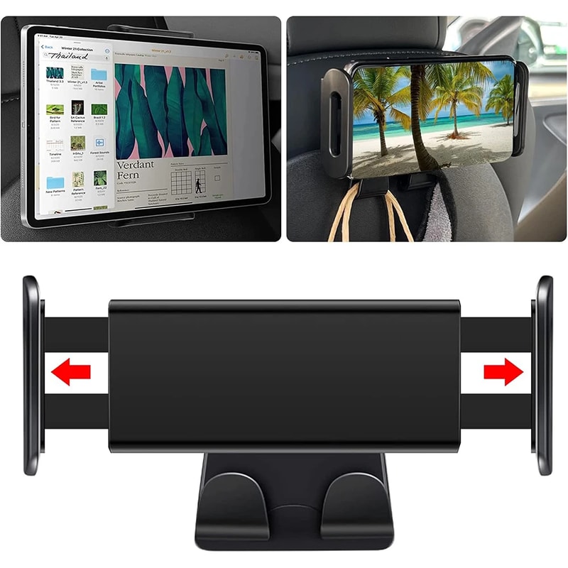 Tesla Back Seat Phone Holder Rotating Tablet Mount with Hooks for Model