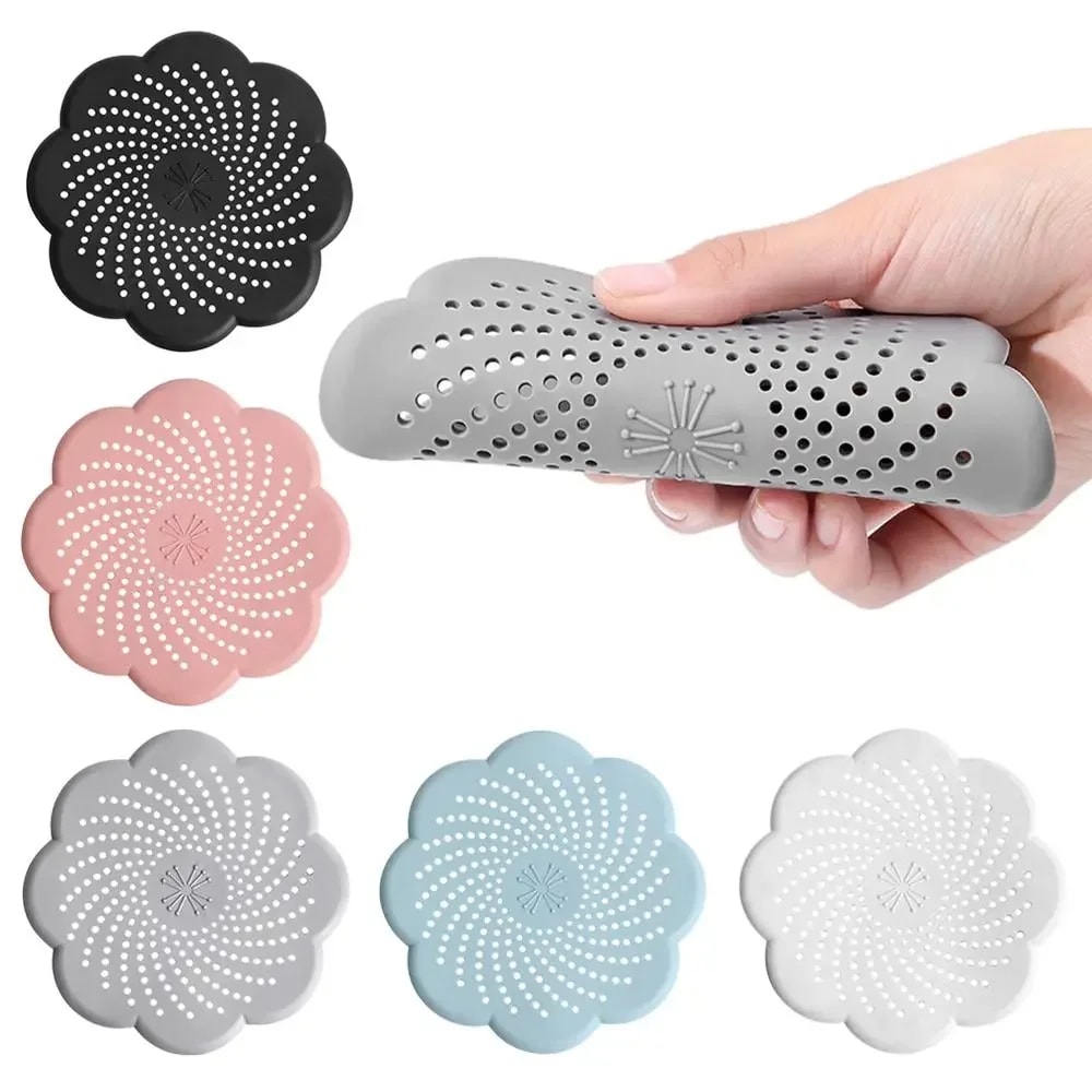 Flower Silicone Drain Hair Catcher Strainer Cover For Sink And Shower 0