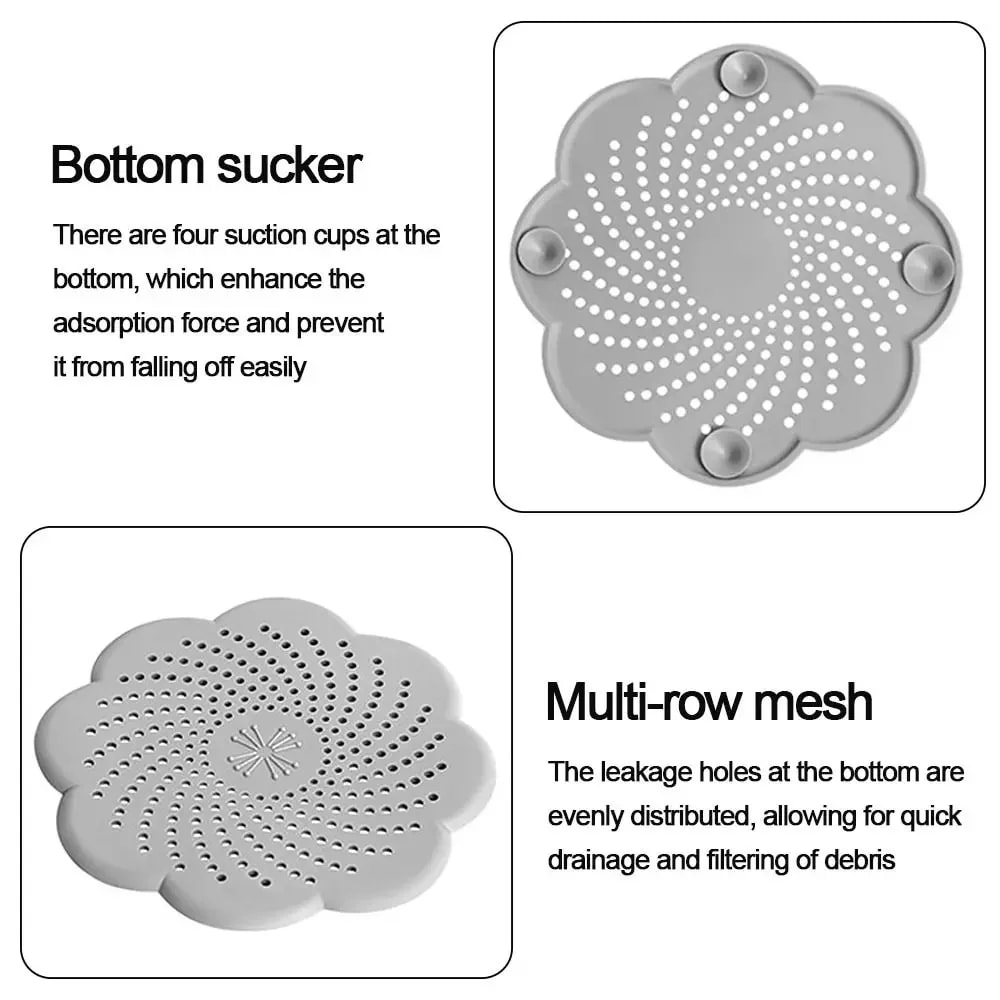 Flower Silicone Drain Hair Catcher Strainer Cover For Sink And Shower 2