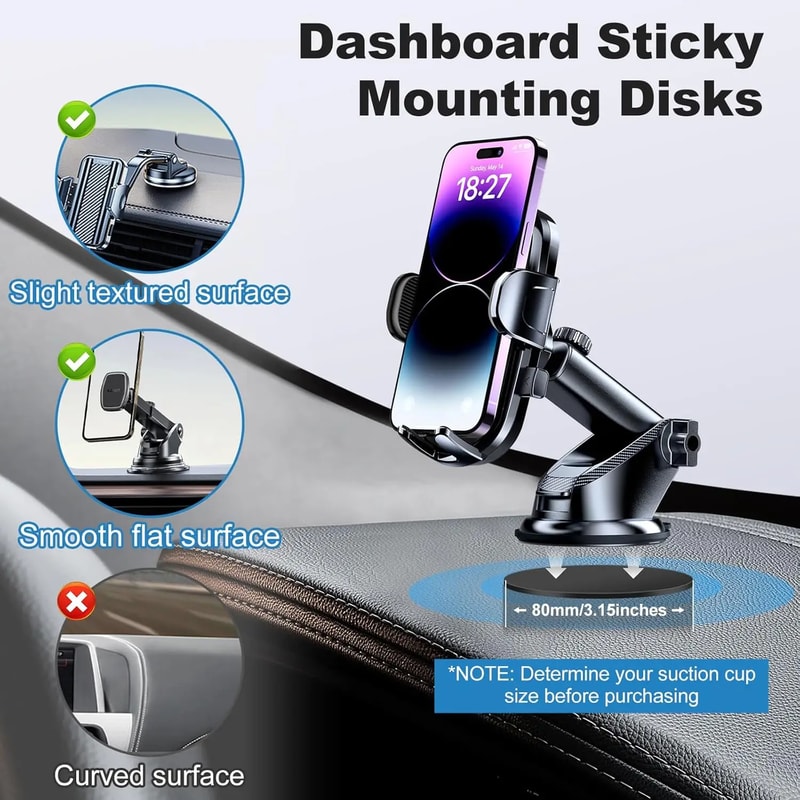 Universal Car Dashboard Mount Pad 80mm Non Slip Base For GPS Phone Holder 2