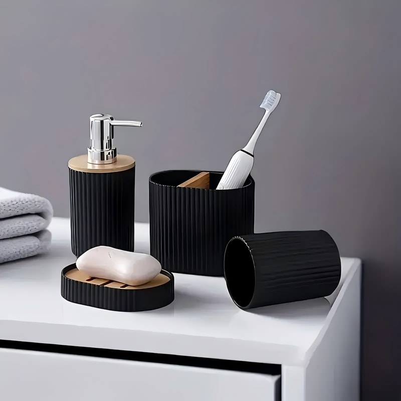 Piece Bathroom Accessories Set with Soap Dispenser & Toothbrush Holder Organizer