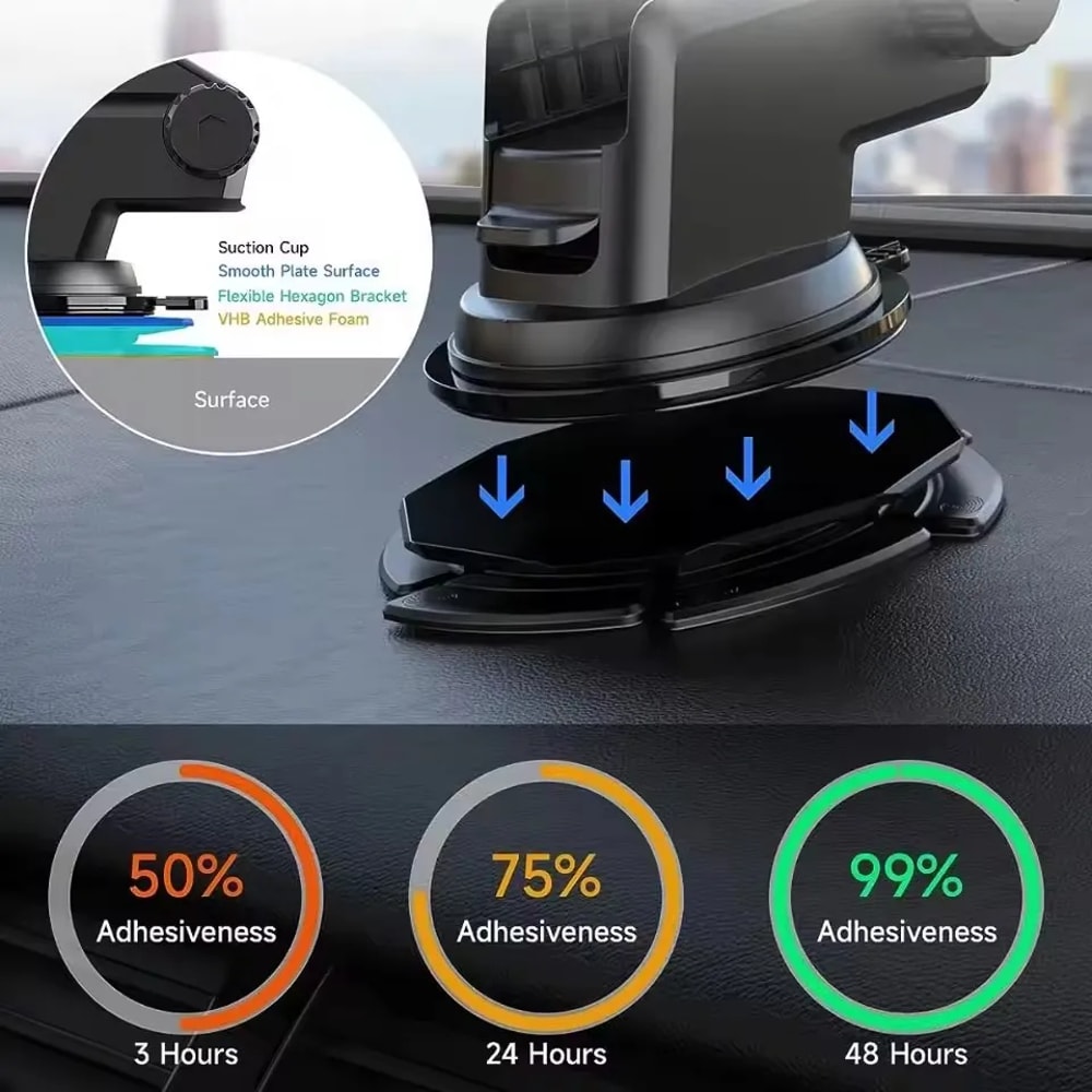 Universal Car Phone Mount Suction Cup Dashboard Pad for Secure Hands Free Driving