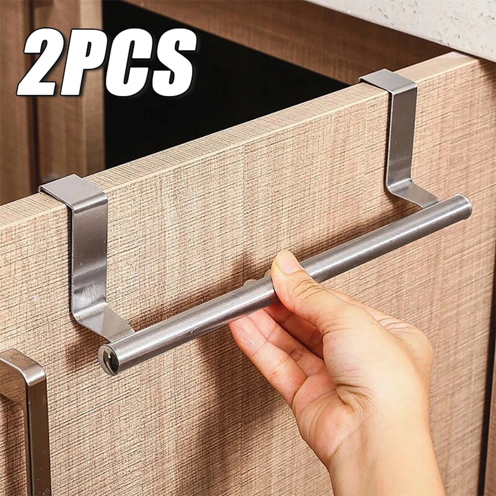 Stainless Steel Cabinet Towel Bar Rack Over Door Holder For Kitchen Bathroom Storage 0