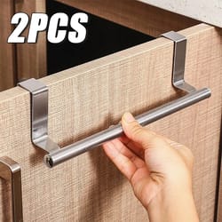 stainless steel cabinet towel bar rack over door holder for kitchen & bathroom storage