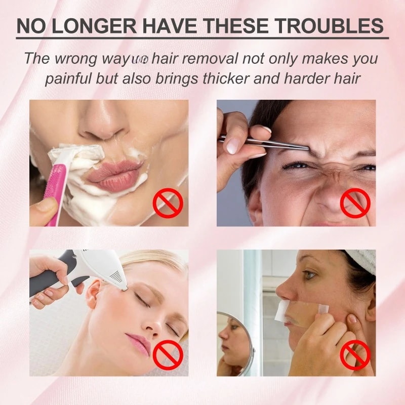 Peach Glow Facial Hair Removal Cream Painless Lip Depilatory with Hair Growth Inhibitor