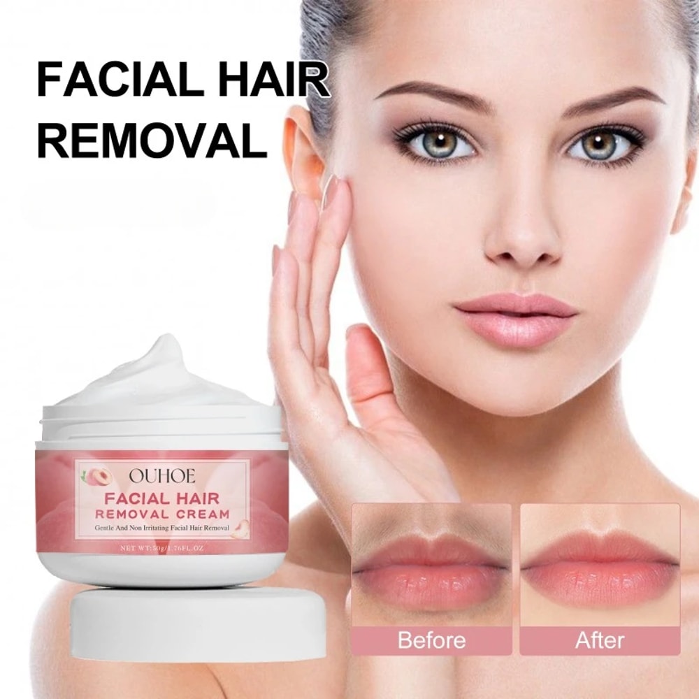 Peach Glow Facial Hair Removal Cream Painless Lip Depilatory with Hair Growth Inhibitor