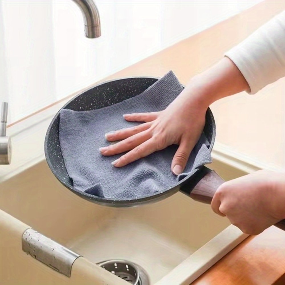 Reusable Microfiber Dish Cloth Roll Double Sided Kitchen Cleaning Cloth for Streak Free Shine