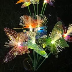 solar butterfly garden lights outdoor fiber optic lawn decor head waterproof